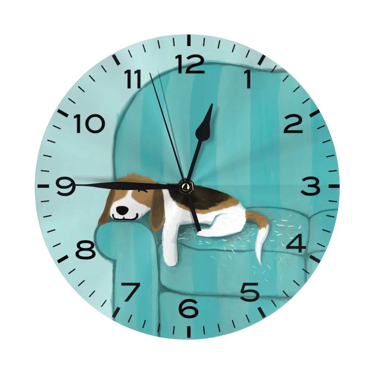 Happy Couch Dog | Cute Beagle Modern Simple and Wall Hung Clock for Study Bedroom Living Room Bathroom