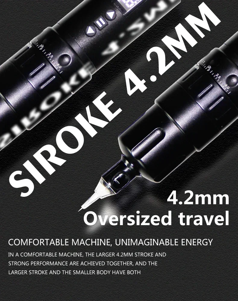 4.2mm stroke Rechargeable Wireless Pen High Capacity 1800mah  Battery Tattoo Machine  Pen