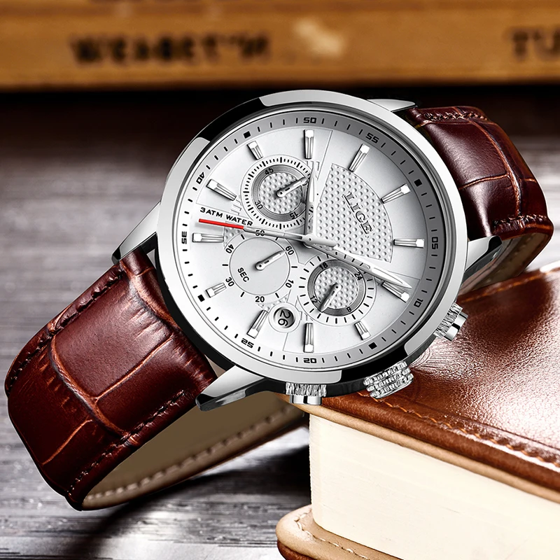 Man Watch LIGE Brand Luxury Casual Leather Quartz Watches for Men Fashion Business Clocks Male Sport Waterproof Date Chronograph