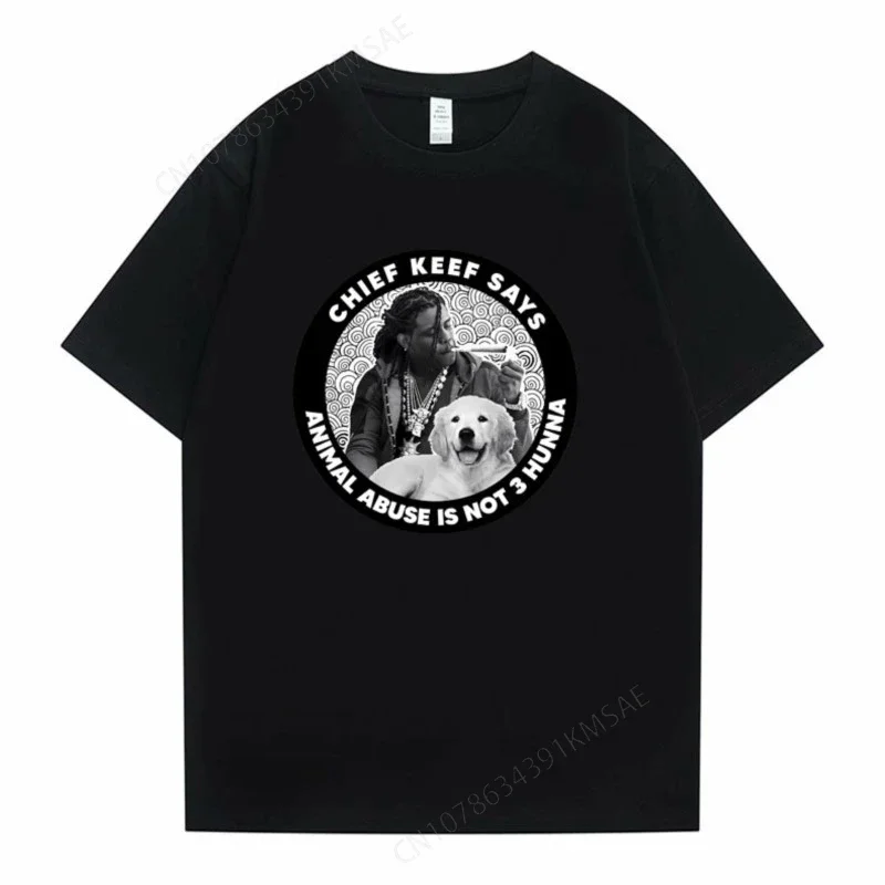 Rapper Chief Keef Says Animal Abuse Is Not 3 Hunna Graphic T-shirts Men's Hip Hop Vintage Tee Streetwear Male  Cotton Tshirt