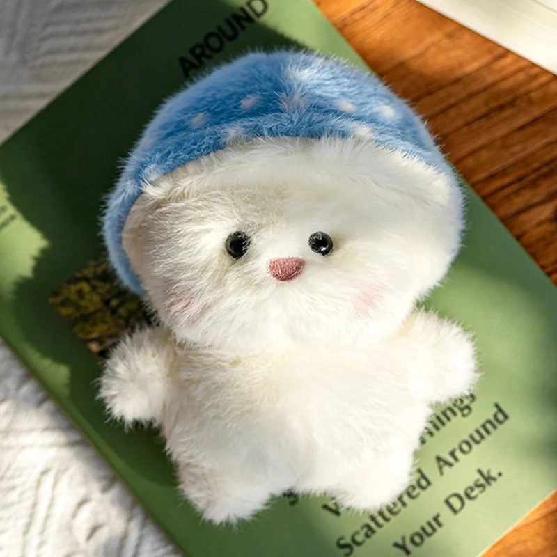 Mushroom Chick Plush Doll Green Blue Purple Hat Styles Polka Dot Cap Soft Stuffed Toy 13cm Color Choice Birthday Gift Collection