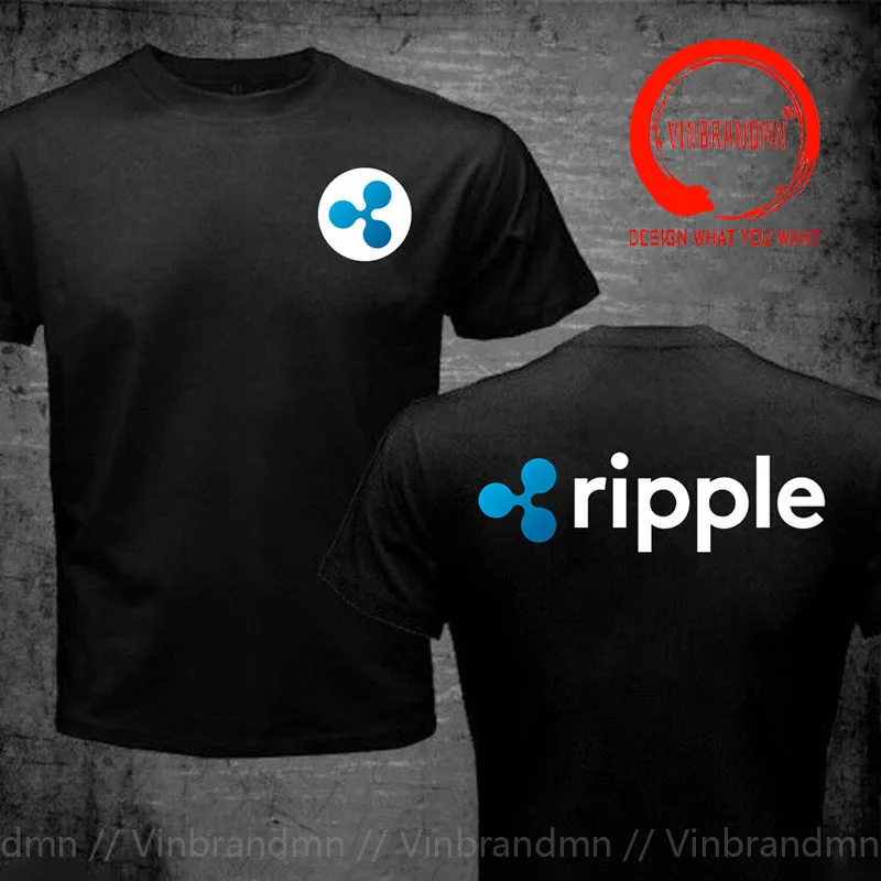 Front Back Printed Ripple XRP Logo T Shirt Men Bitcoin Crypto Cryptocurrency T-Shirt XRP Logo Coin Cryptocurrencies Miner TShirt