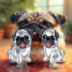 1Pair Cute Pug Earrings Exquisite Women's Cartoon Pet Dog Memorial Jewelry Accessories Perfect Holiday Party Gift for Dog Lovers