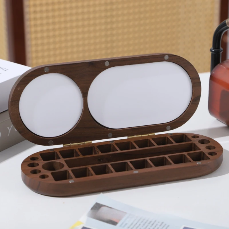 

Пустая акварельная палитра, коробка для пигментов из черного ореха, студенческая дорожная портативная упаковочная коробка для пигментов, товары для рукоделия