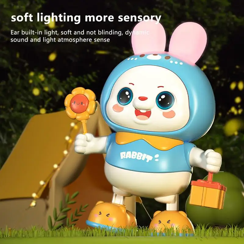 Cartoon Electric Bunny Kids Music Toy Little Rabbit Light Up Music Dancing Rabbit Toy Interactive Bunny Toy For Kids Toddlers