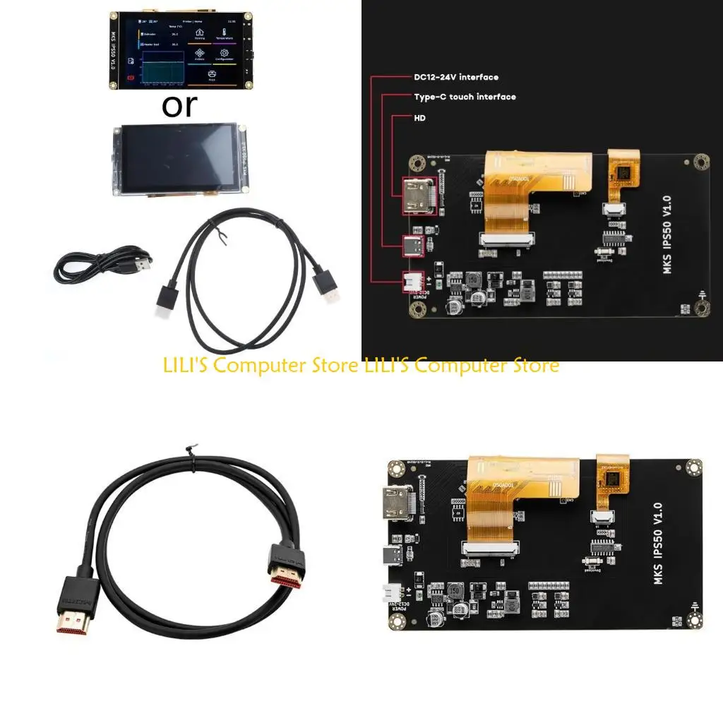 

A52B MKS IPS50 5In RGB TFT Screen Display Screen USB TypeC 3D Printer Parts- Support Klipper LCD Screen