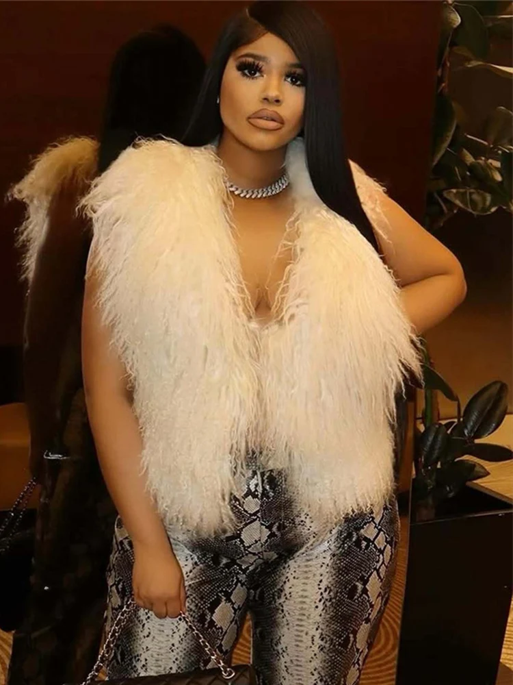 Camiseta sin mangas peluda Sexy de gato extraño para mujer, cuello Halter con cordones y espalda descubierta, estilo Hipster, chaleco elegante de lujo salvaje Hottie Street Clubwear