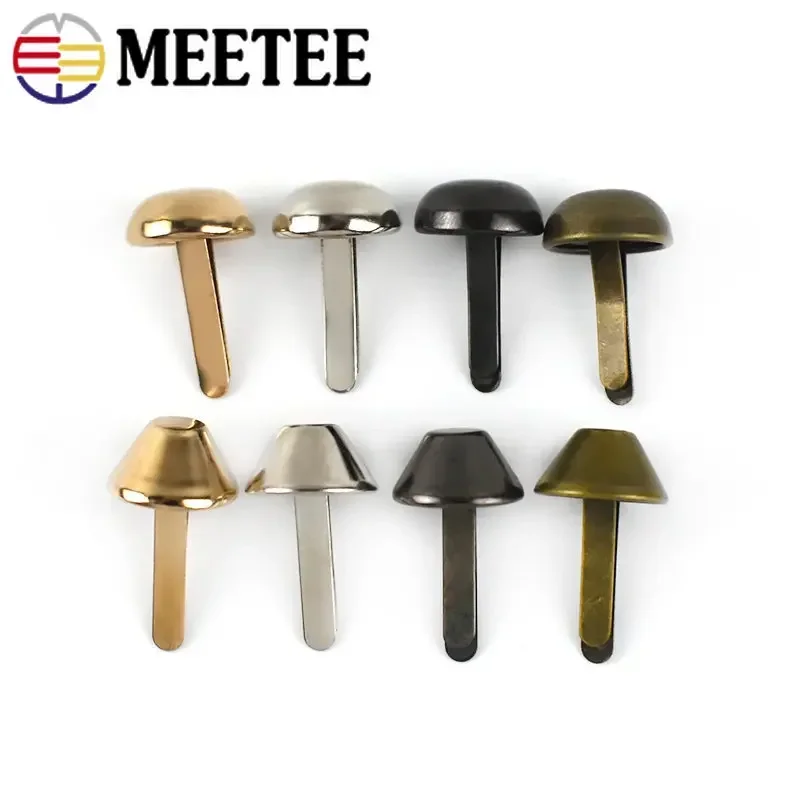 Meetee 50/100Pcs Metal Rivet Buckles 10/12/15mm Two-legged Nails Bag Handbag Leather Decorative Clasps DIY Hardware Accessories