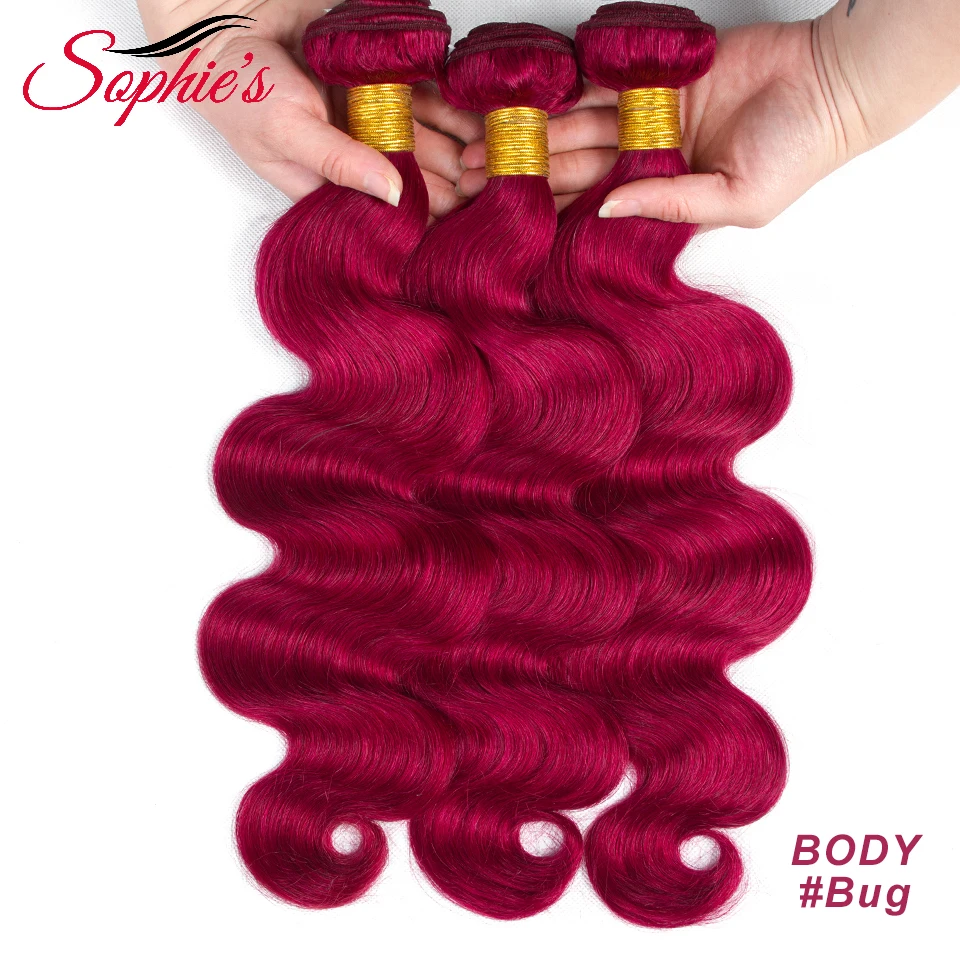 Sophies fasci di capelli umani lisci capelli brasiliani tessitura Bug/colore arancione estensioni dei capelli Remy 1/3/4 pezzi spedizione gratuita