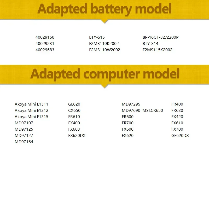 بطارية ل MSI GE60 GE70 CR650 FR600 E1315 E1312 FR700 FX700 FX603 BTY-S14 BTY-S15 بطاريات قابلة للشحن #6