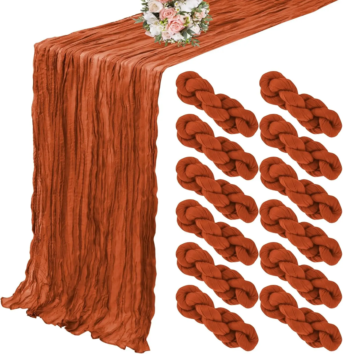 

12 шт., марлевая скатерть в стиле бохо, полупрозрачная марлевая ткань, деревенский скатерть для свадьбы, вечеринки, вечеринки, банкета, осени D