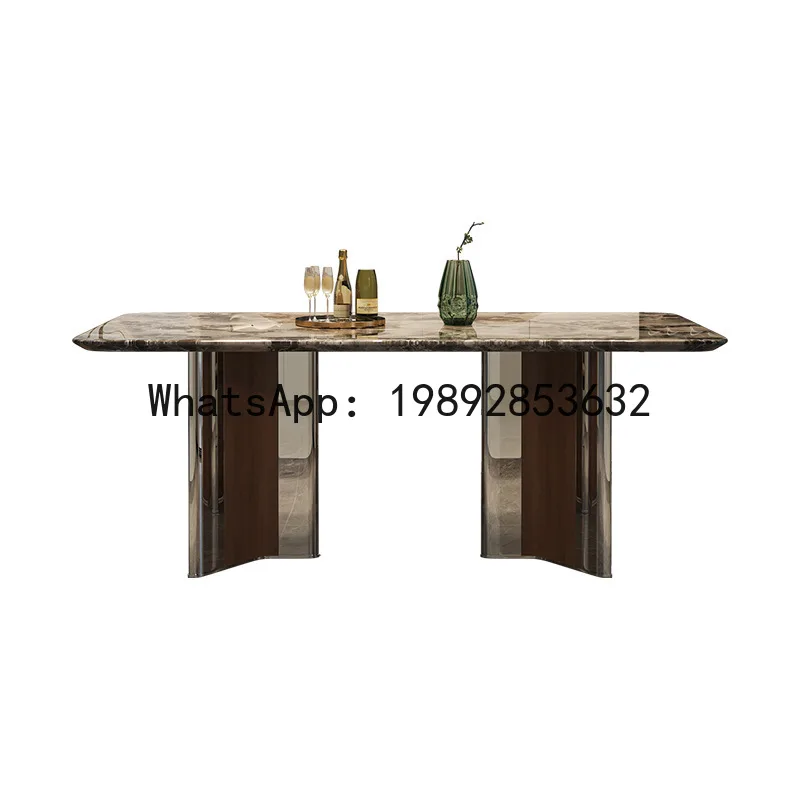 CZ  Marble Dining Table and Chair Set Luxury Stone High-end Dining Table for Home Small Apartment Rectangular Dining Table