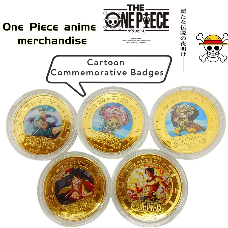 Badge commémoratif créatif, figurine, pièce de monnaie peinte, pièce de monnaie commémorative, cadeau décontracté, produits dérivés de l'anime One Piece