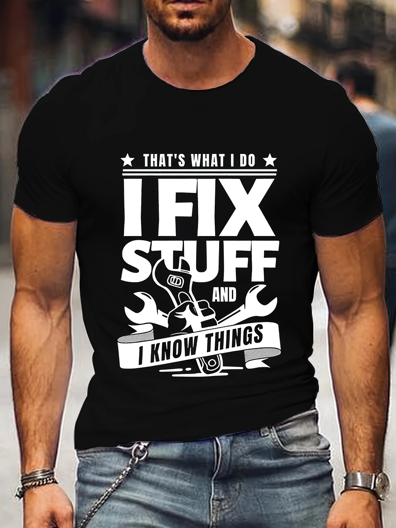 تي شيرت رجالي ملابس ما أفعله، وأنا أصلح الأشياء، وأنا أعرف الأشياء، تيشيرتات صيفية قصيرة الأكمام هاراجوكو هيب هوب #1