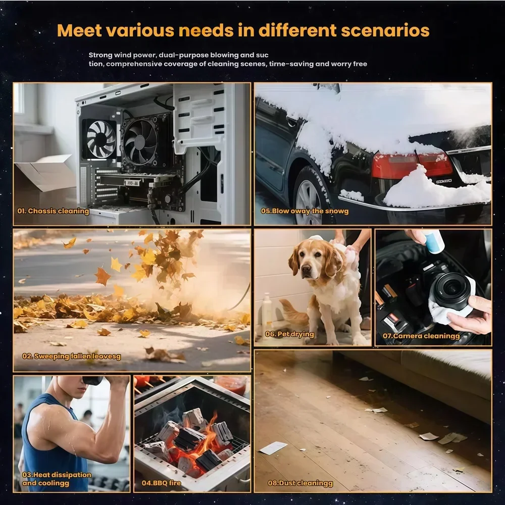 990000 об/мин Мощный жестокий вентилятор Функция Power Bank Светодиодное освещение Вентилятор с 100 скоростями Струйный вентилятор Беспроводной турбо-воздуходувка 2025 Новый