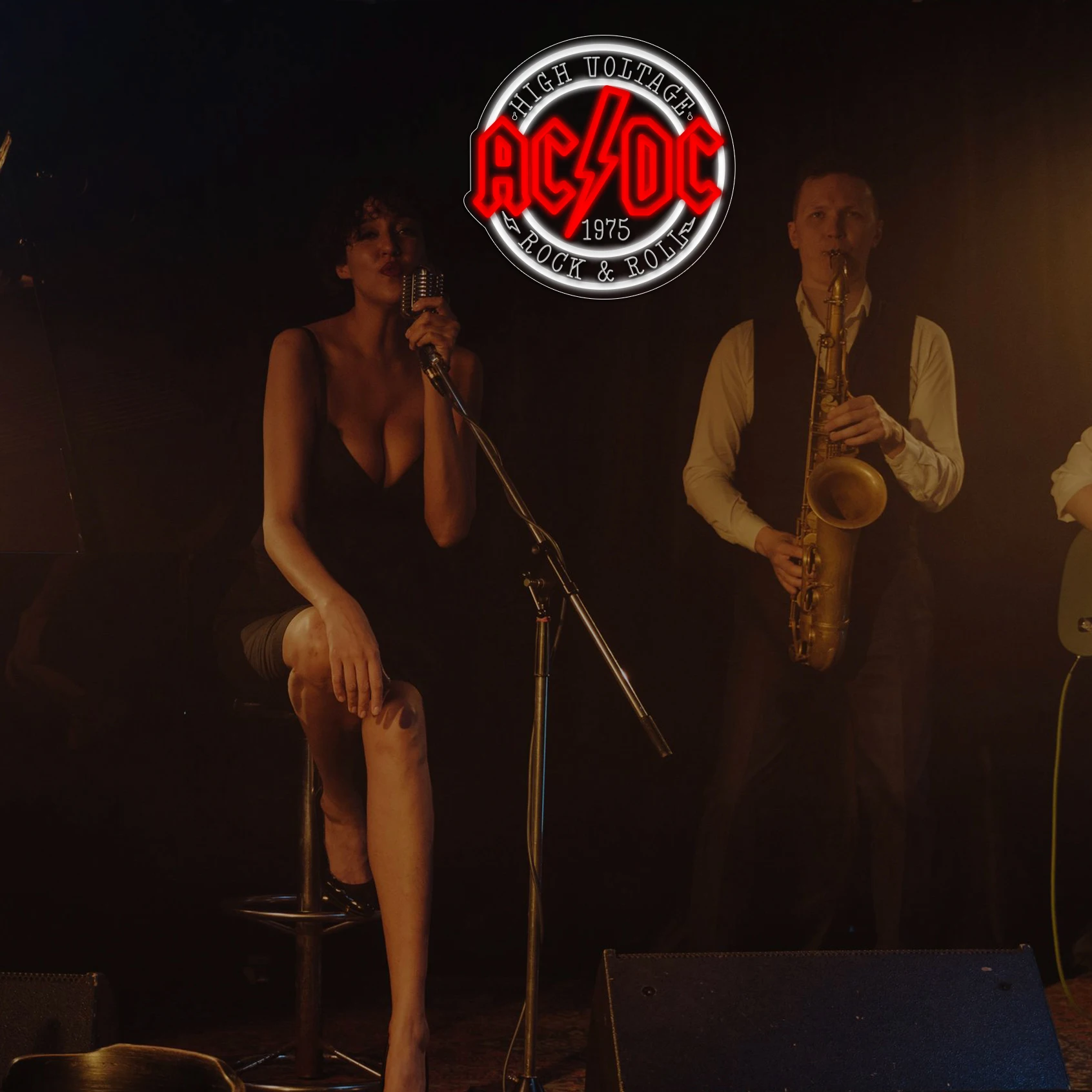 1 علامة نيون لموسيقى الروك AC/DC 1975، مناسبة للحانات المنزلية والحاضنات وغرف الترفيه وغرف الألعاب وجدران المرآب #6