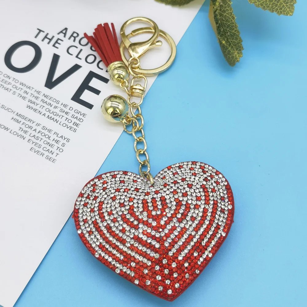 Brand New Heart Crystal Rhinestone Key Chain Holder Women Car Key Chain Bag Pendant