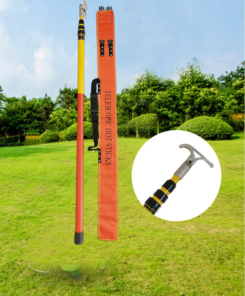 Triangle Fiberglass FRP High Voltage Telescopic Hot Stick Operating Rod Electric Power Insulation Pull Switch Rod