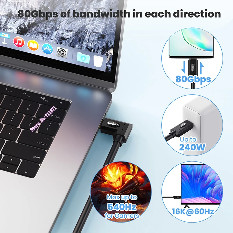 Spring expansion contra Usb5.0 Type C Charging Data Cable Line Usb5 Usb 5.0 Type-C Data Charging Wire Cord For Thunderbolt 5 4 3