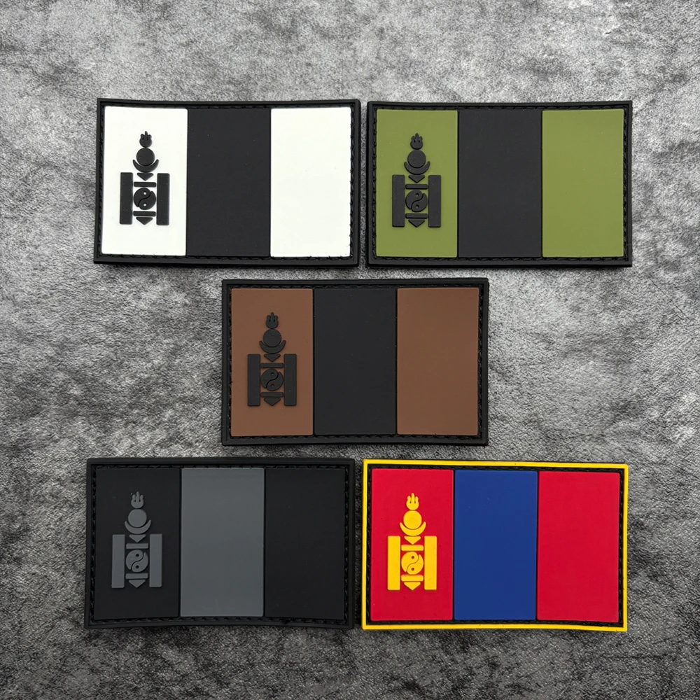 Insignia de arte moderna con diseño de tótem tricolor en forma de tira larga, parche luminoso de PVC para el brazo, parche decorativo en relieve 3D, aplique, accesorios personalizados para diversas bolsas y prendas de vestir, incluye forro de vellón.
