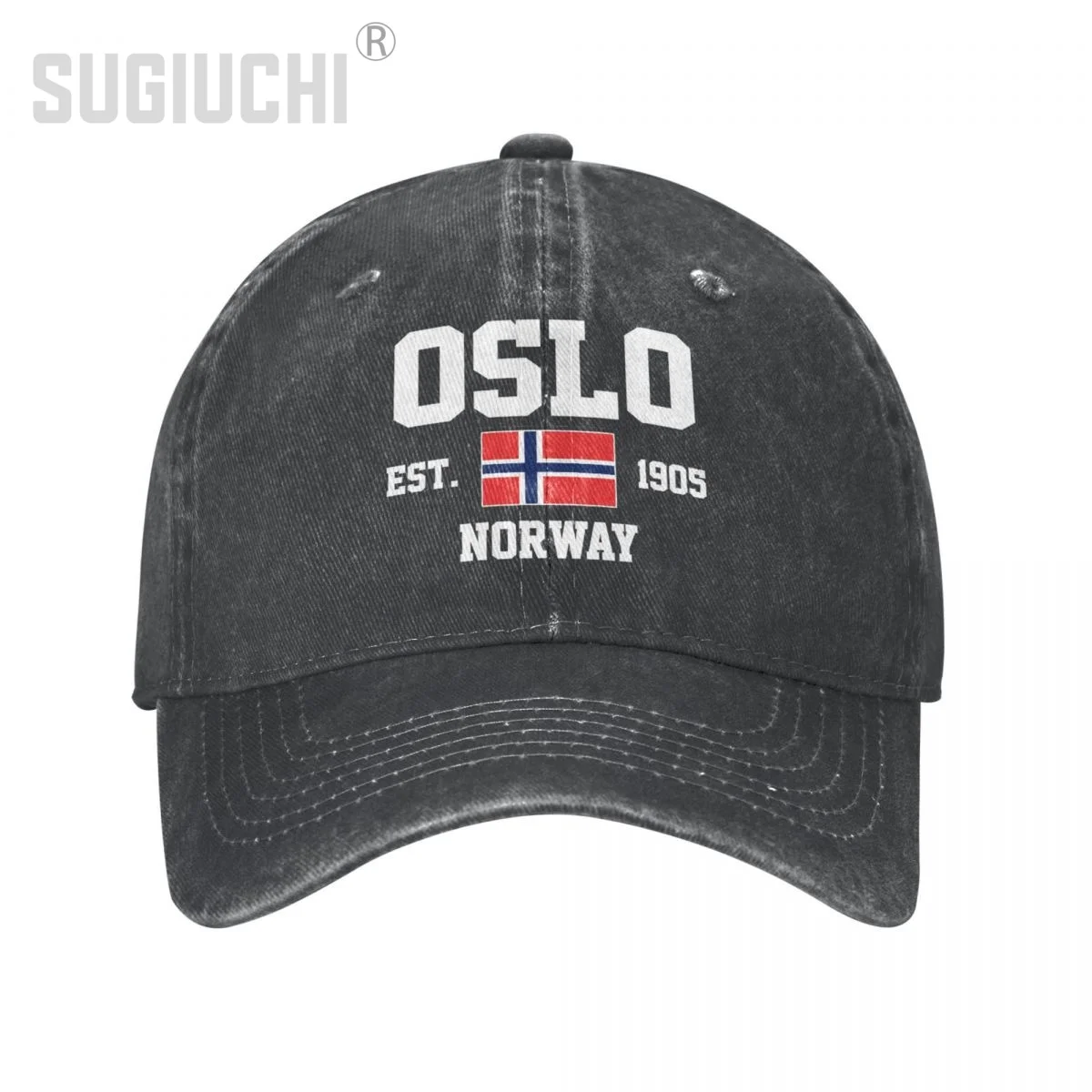 Flaga norwegii EST.1905 Oslo Unisex dorosły węgiel sprane dżinsy czapka z daszkiem mężczyźni Vintage bawełna tata patriotyczne czapka typu Trucker