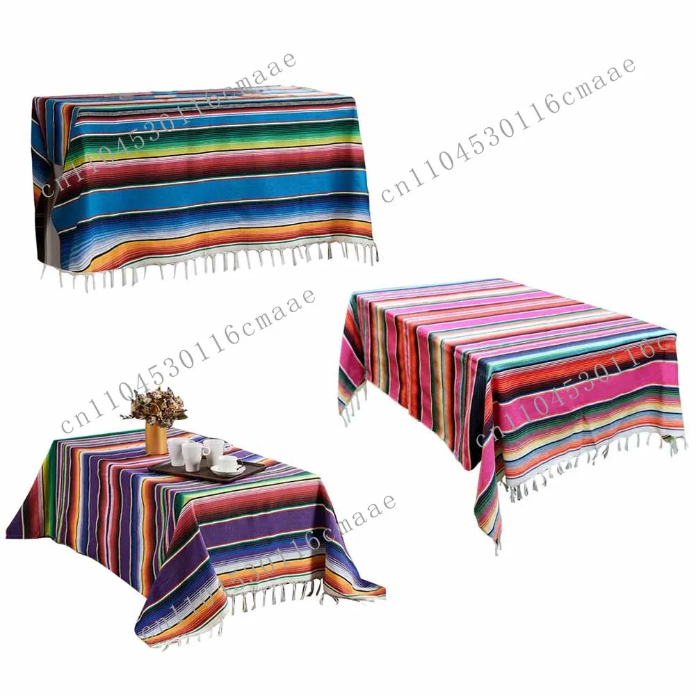 New Ethnic Style Tablecloth, Beach Blanket, Cotton Handmade Rainbow , Home Tapestry,  Mat
