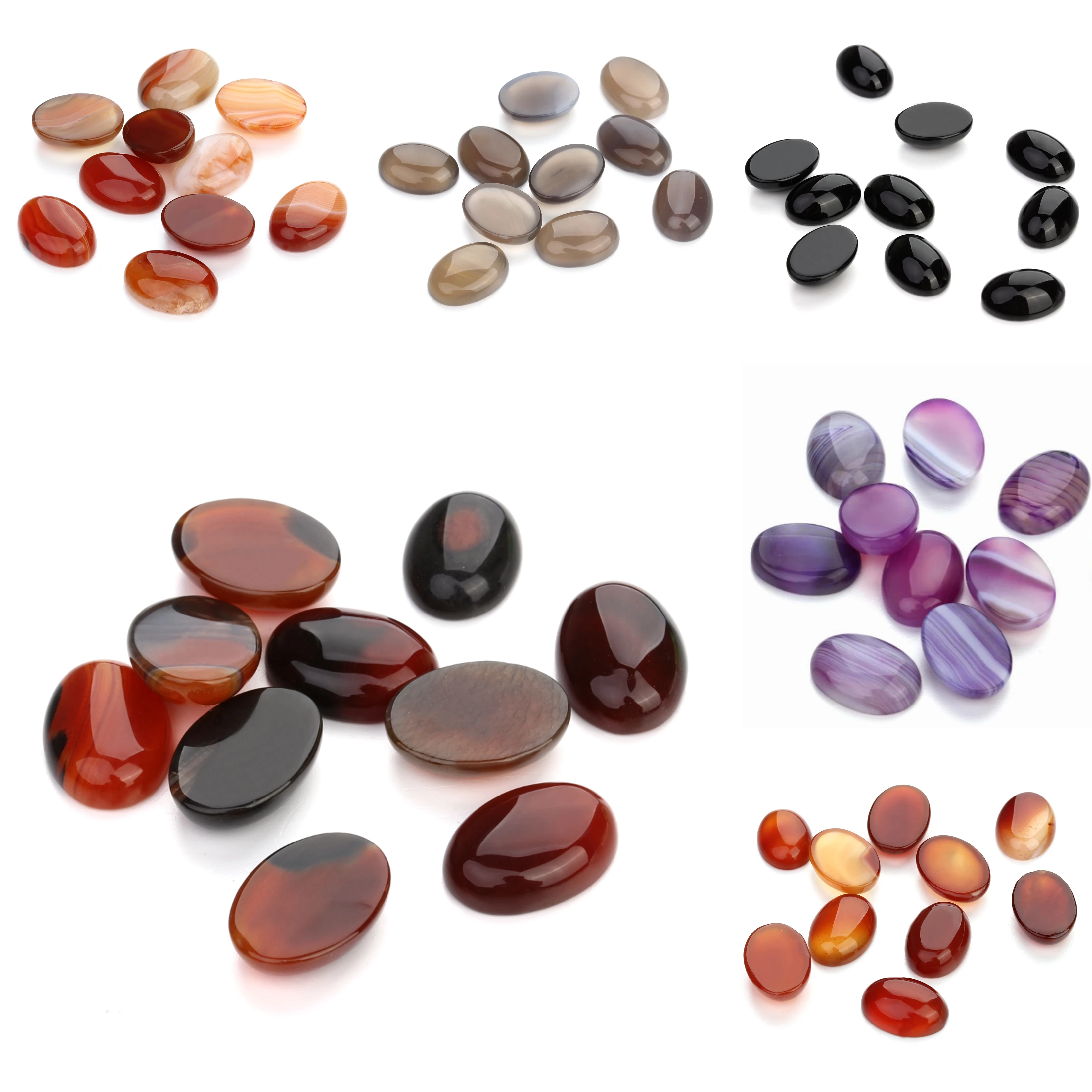 10 teile/los Oval Achat Ring Gesicht Natürliche Mehrfarbige Achat Stein Glatte Lose Perlen für Schmuck Machen DIY Ring Zubehör