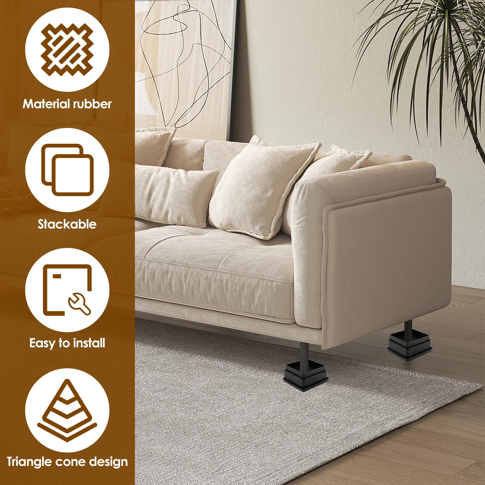 8Pcs New Furniture Anti Slip Raising Blocks Rubber Bed Raising Stand Multifunctional Furniture Risers for Table Couch Sofa Bed