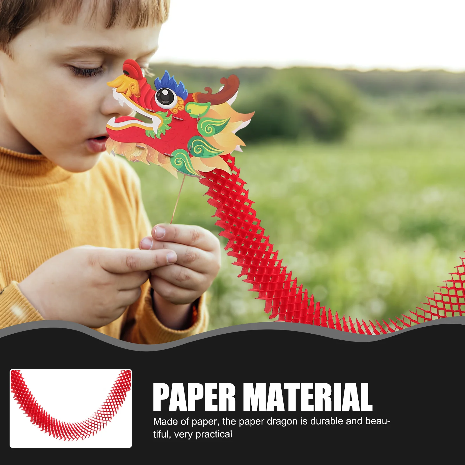 

Decor 10 Pieces Paper Dragon Ornaments for Party Photo Props Chinese New Year Celebration Handheld Decorative