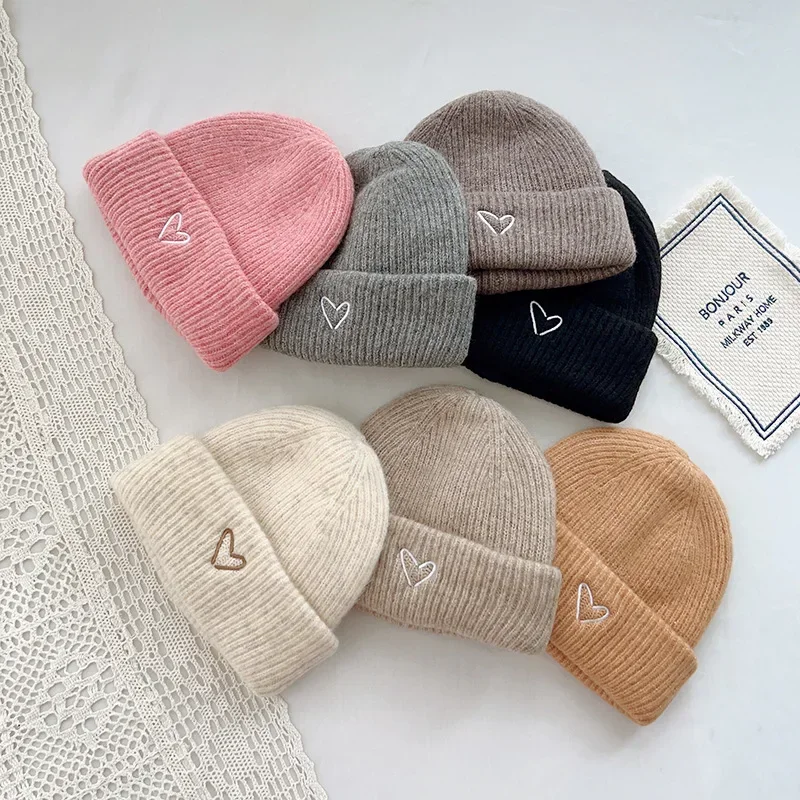 

Doux coeur bébé tricoté chapeau hiver épaissir chaud bébé garçons filles casquette bonnets doux infantile enfant en bas âge