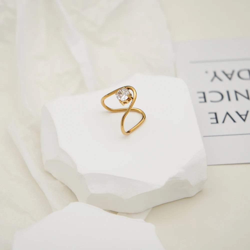 

ENFASHION V Shape Ring For Women Anillos Mujer Gold Color Stainless Stee Fashion Jewelry Rings Simple Office Dropship R234195