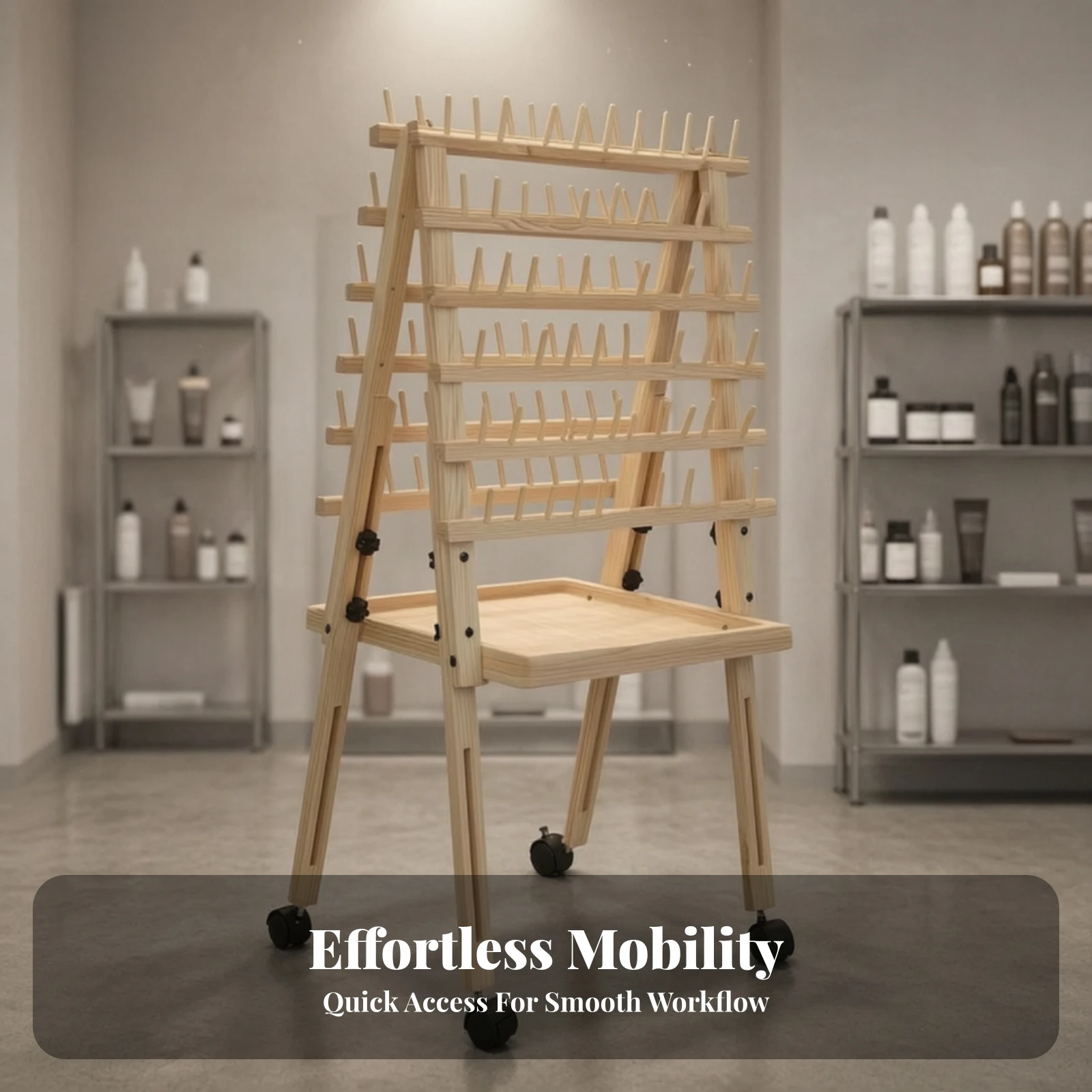 Hair Braiding Rack with Wheels Easy to Move Braiding Hair Rack Freestanding Mobile for Stylists, Salons, Styling Stations