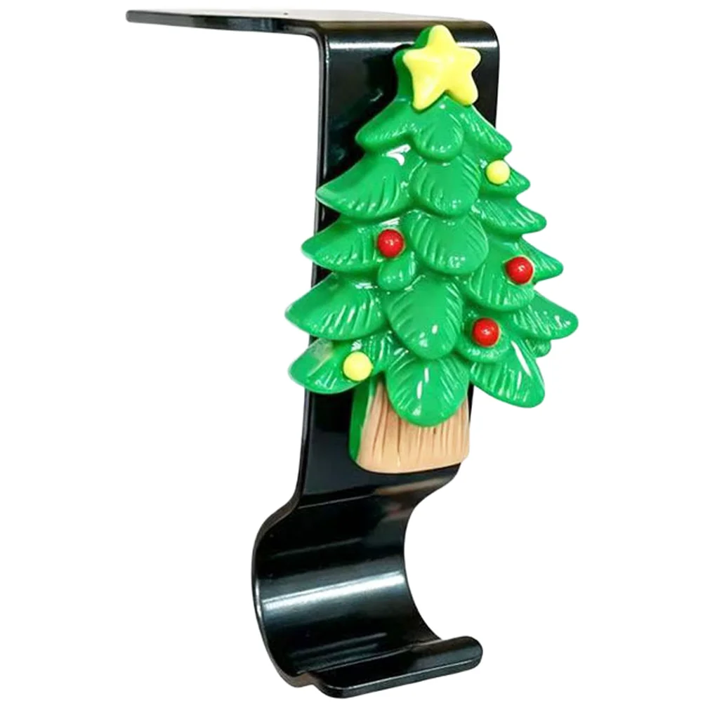 Christmas Stocking Holder Metal Hook for Fireplace Mantel with Santa Reindeer Tree Design No Drill Installation 9x4x5.5cm