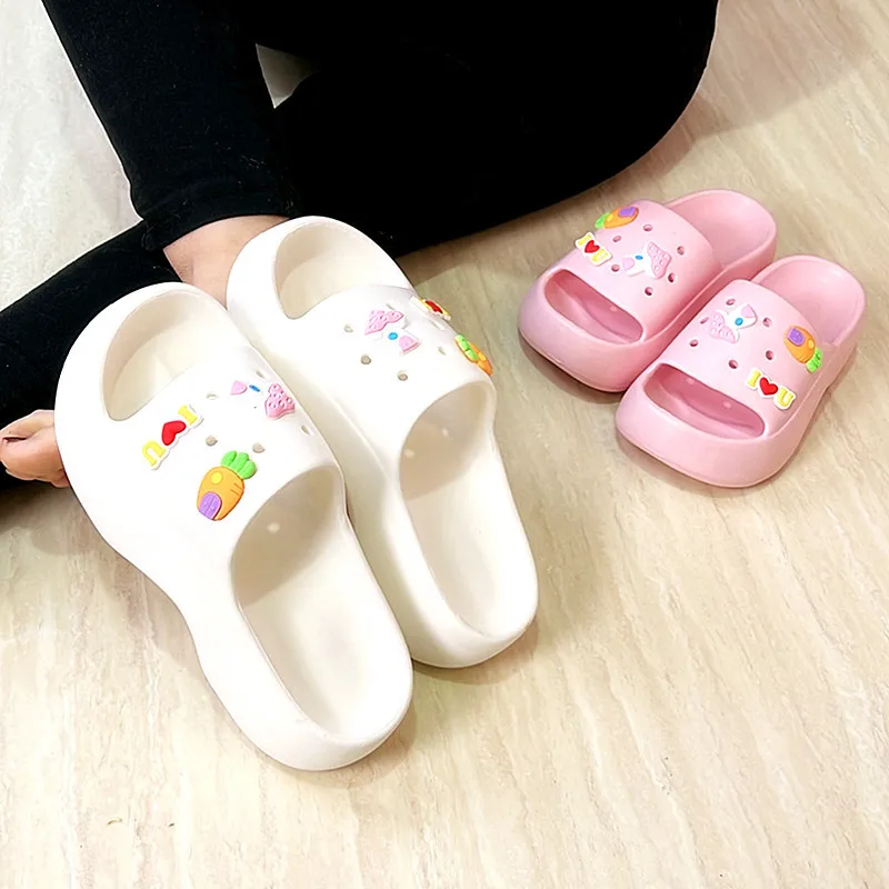 New Slippers Fashion Platform Korean Version Increase Women\'s Shoes Wedge Cartoon Cute Outdoor Flip Flops Slides 2023