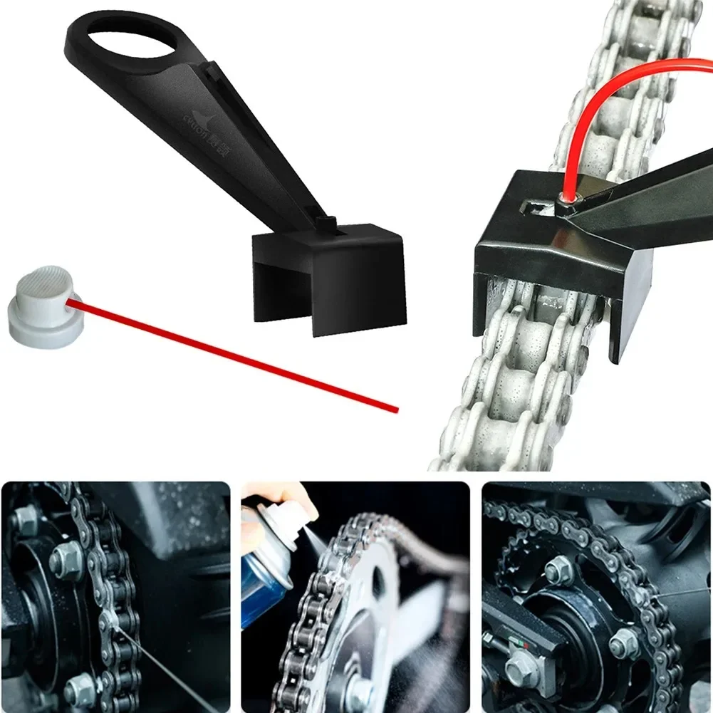 

Motorcycle Chain Oiler Spray Gear Mess-Free Chain Wax Chain Cleaner Attachment Motorcycle Chain Lube Oiler Tool for Motorcycle