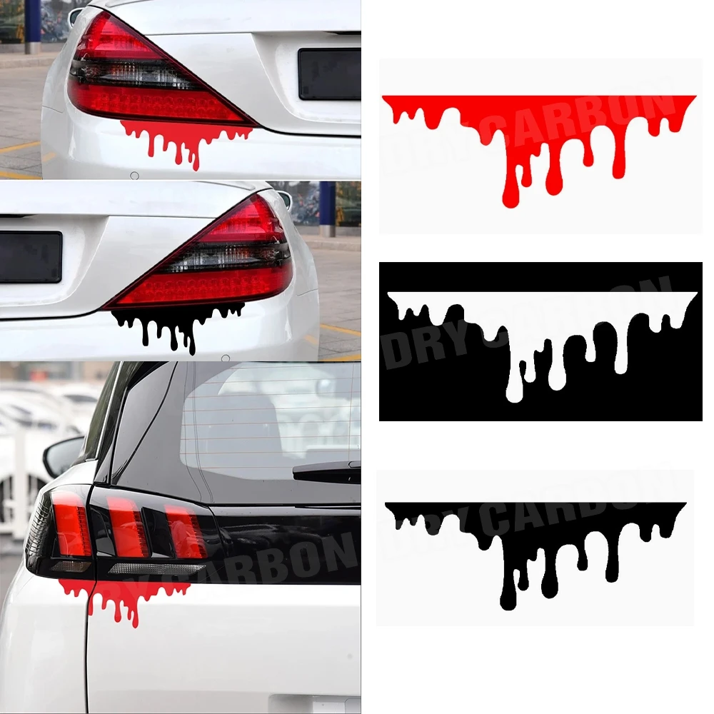 Czerwona krew kapanie naklejki Auto motyw Halloween dekoracyjne szkło naklejka na reflektor samochodowy wodoodporny zderzak naklejki samochodowe holograficzne