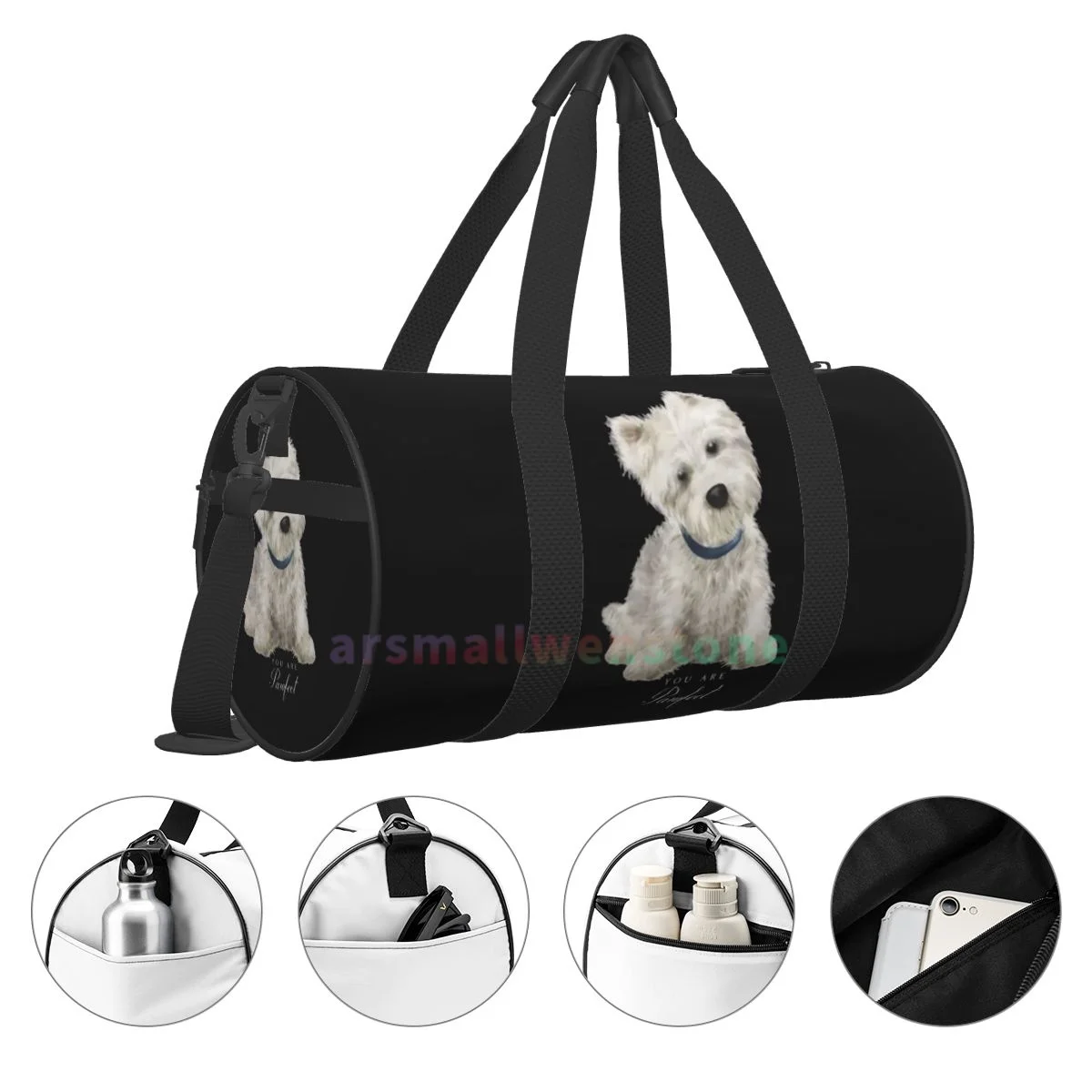 White Terrier-bolsa de viaje para perro, bolsa de Yoga para entrenamiento, mochila duradera, bolsos redondos para Fitness al aire libre