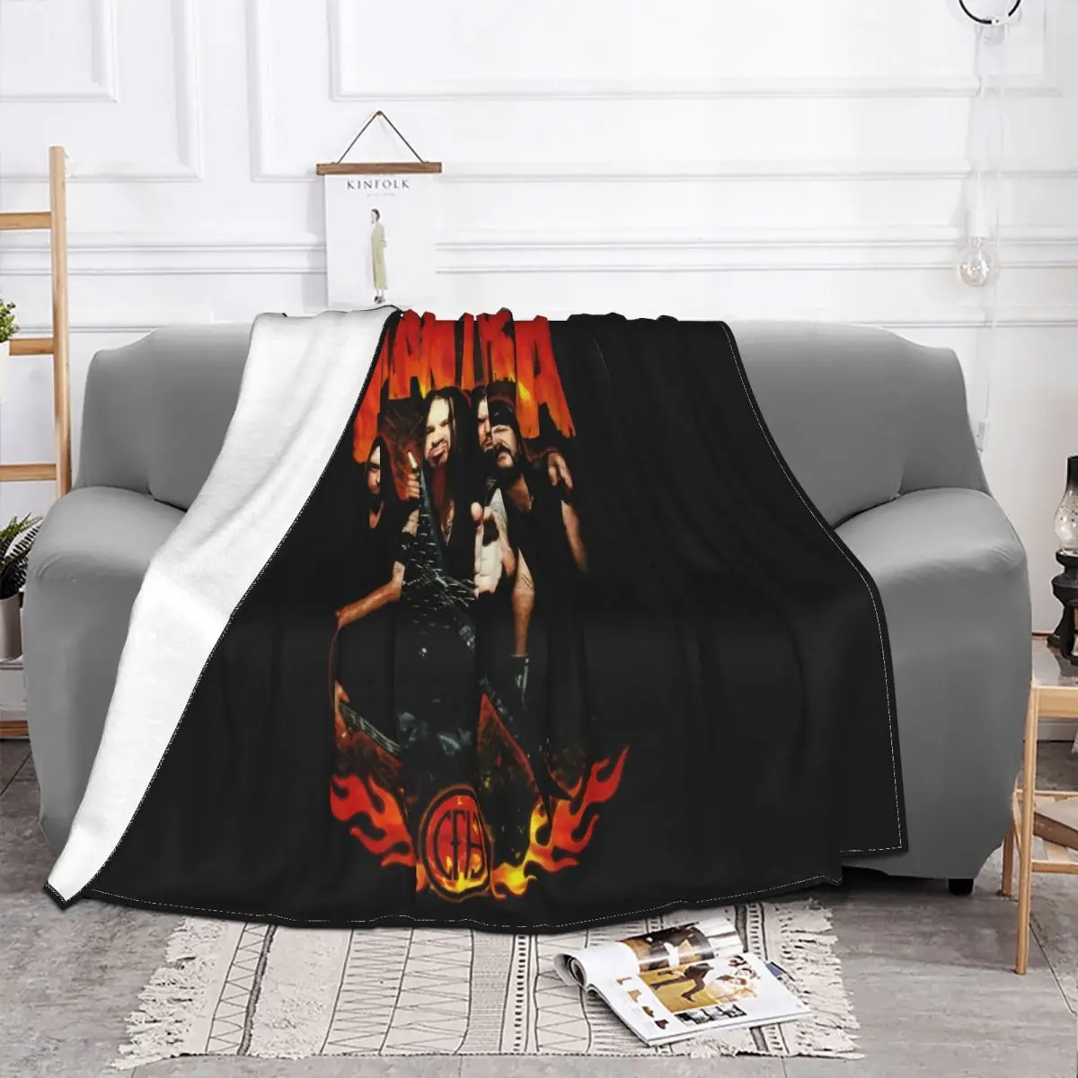 Pantera Flames Black New Official Band Merch Present Personality Winter Western Style Designs Aesthetic Throw Blanket