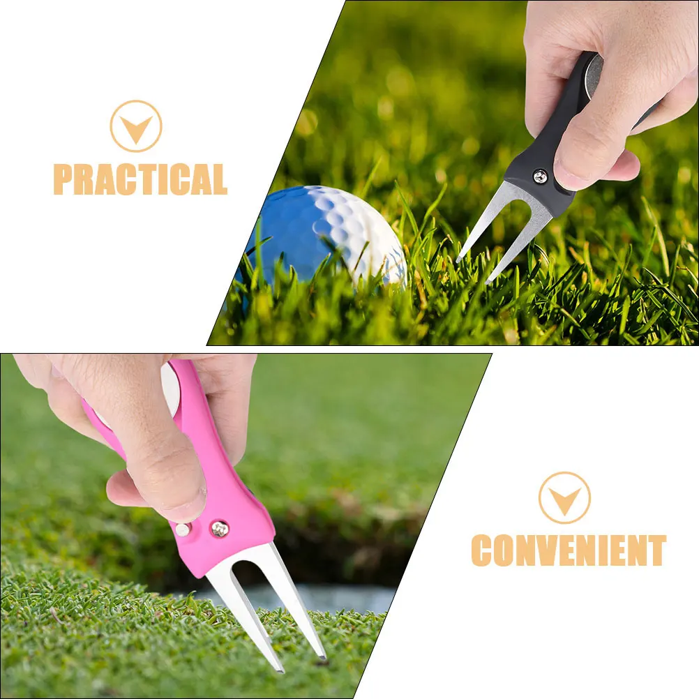 

2pcs Golf Divot Repairing Fork Outdoor Grass Tool Portable Ball Marker Lawn Fixing Tool For Golf Course Practice Accessories