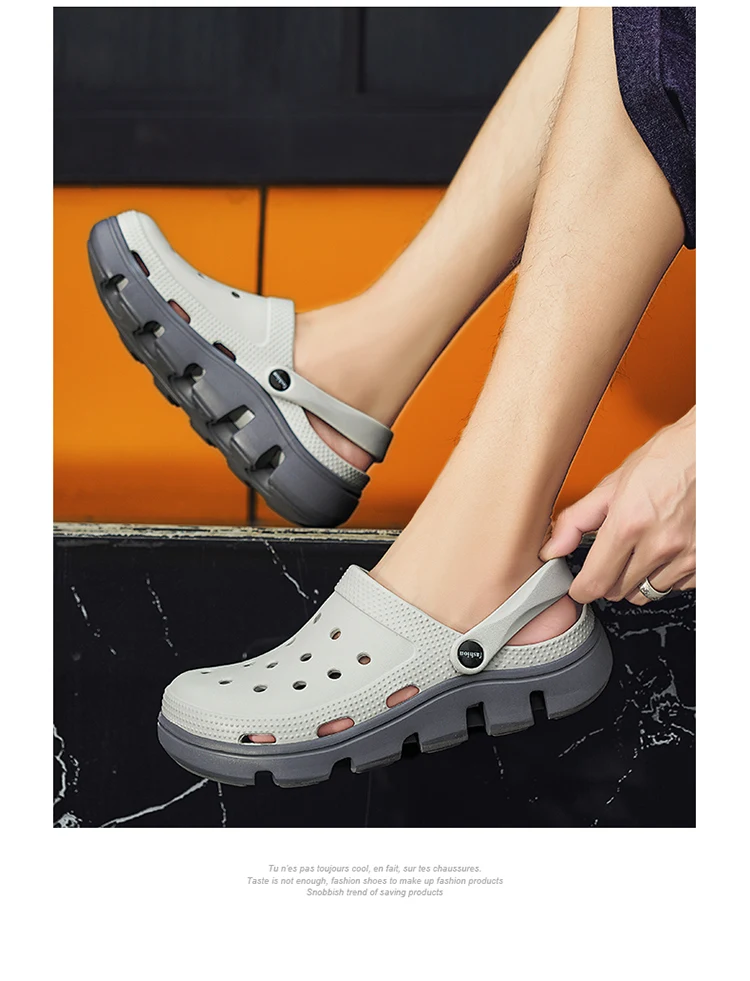 Men EVA Clogs Breathable Hole Sandals Lightweight Non‑Slip Soft Sole Summer Casual Slippers For Outdoor Street Beach Garden Shoe