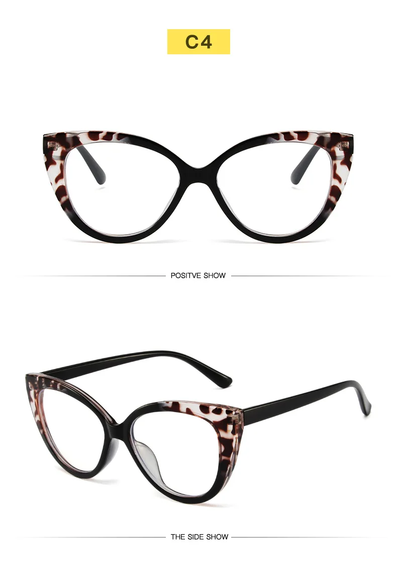 New Design Comfortable Spliced Colors Cat Eye Shape Anti Blue Light Blocking Computer Optical TR90 Frame Glasses Eyewear
