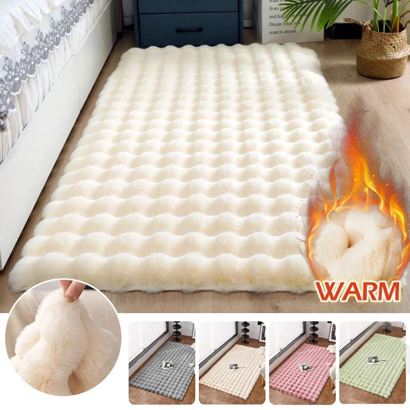Dikker konijn pluche tapijt fluwelen vloermat voor slaapkamer tapijten nachtkastje superzachte winter warme tapijten kinderkamer deken decor