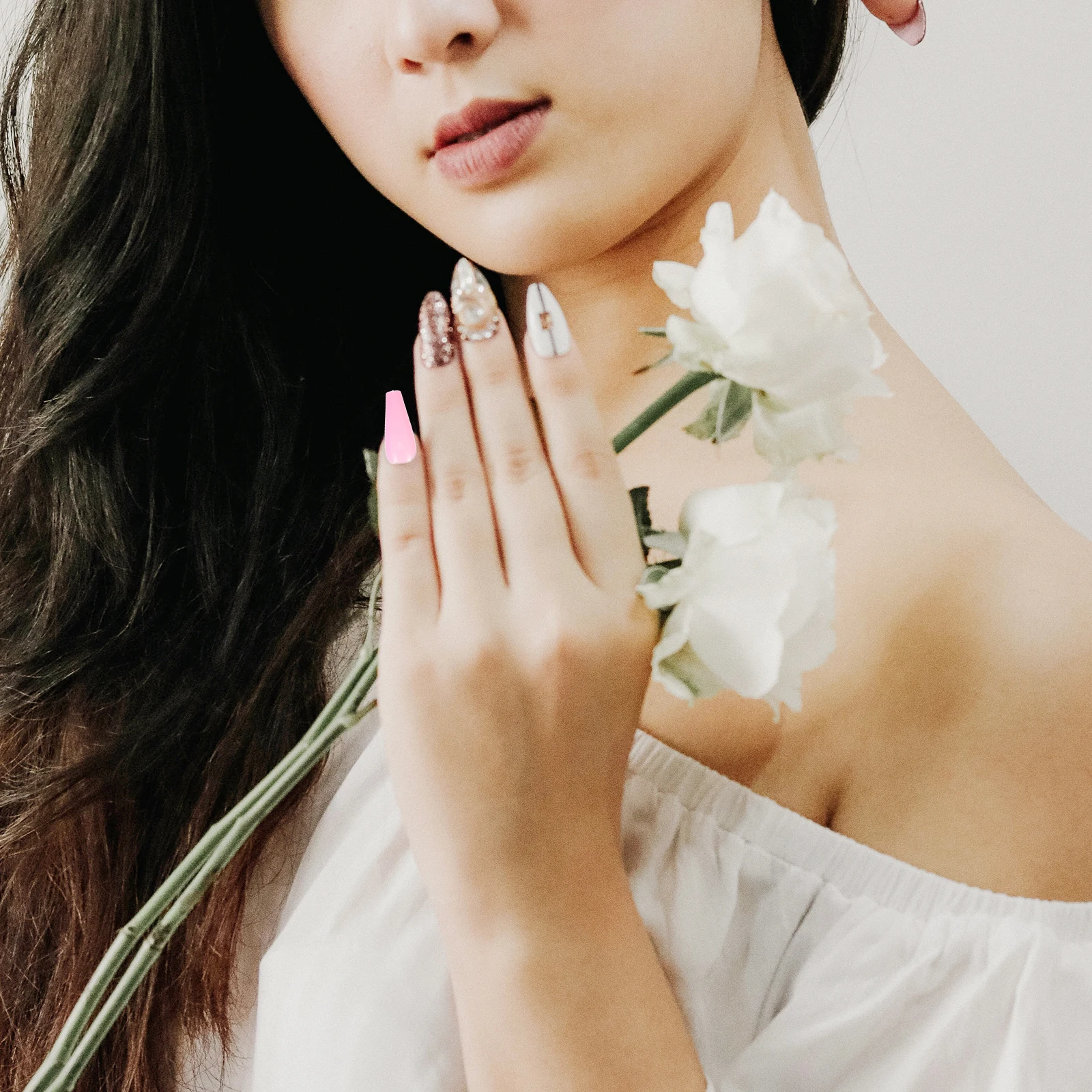 

2 коробки накладных ногтей с плоским кончиком, однотонные накладные ногти для рождественской вечеринки, принадлежности для дизайна ногтей «сделай сам», съемные патчи для ногтей