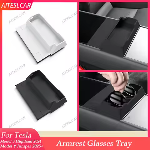 For Tesla Model 3 Y Juniper 2025 2026 Center Console Armrest Storage Box Glasses Holder Tray Case Organizer Interior Accessories