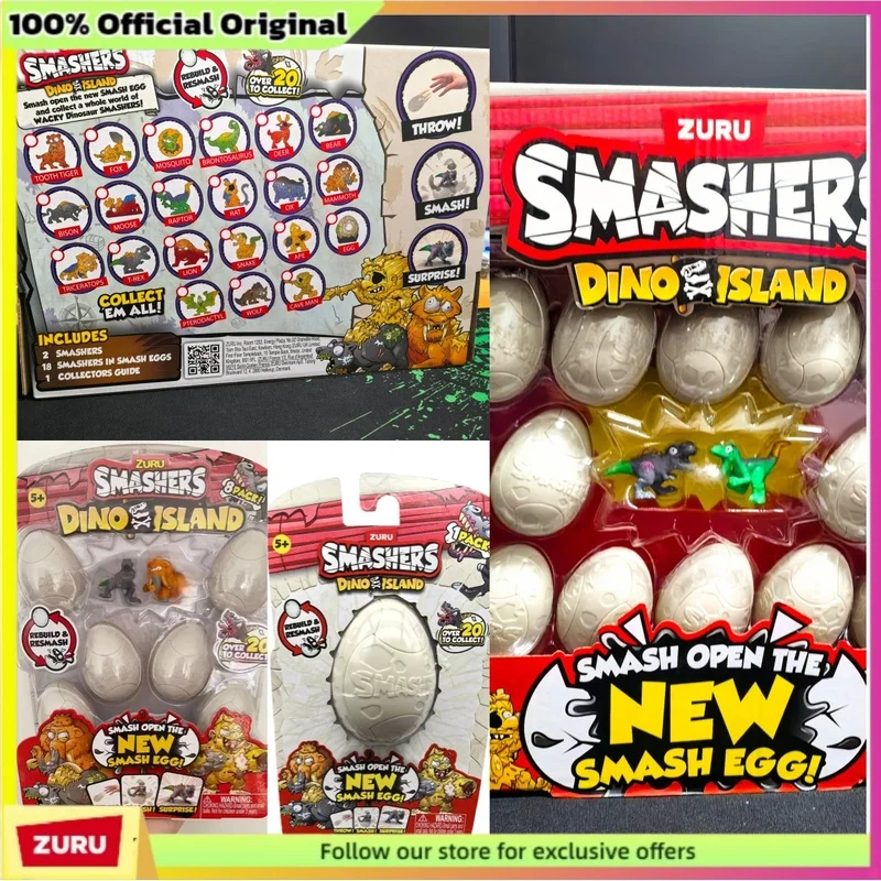 ZURU Smashers Dino Island: 20 упаковок, 8 яиц в шаре, сюрприз-бокс, мини-динозавр, игрушка-сюрприз, коллекционная фигурка.