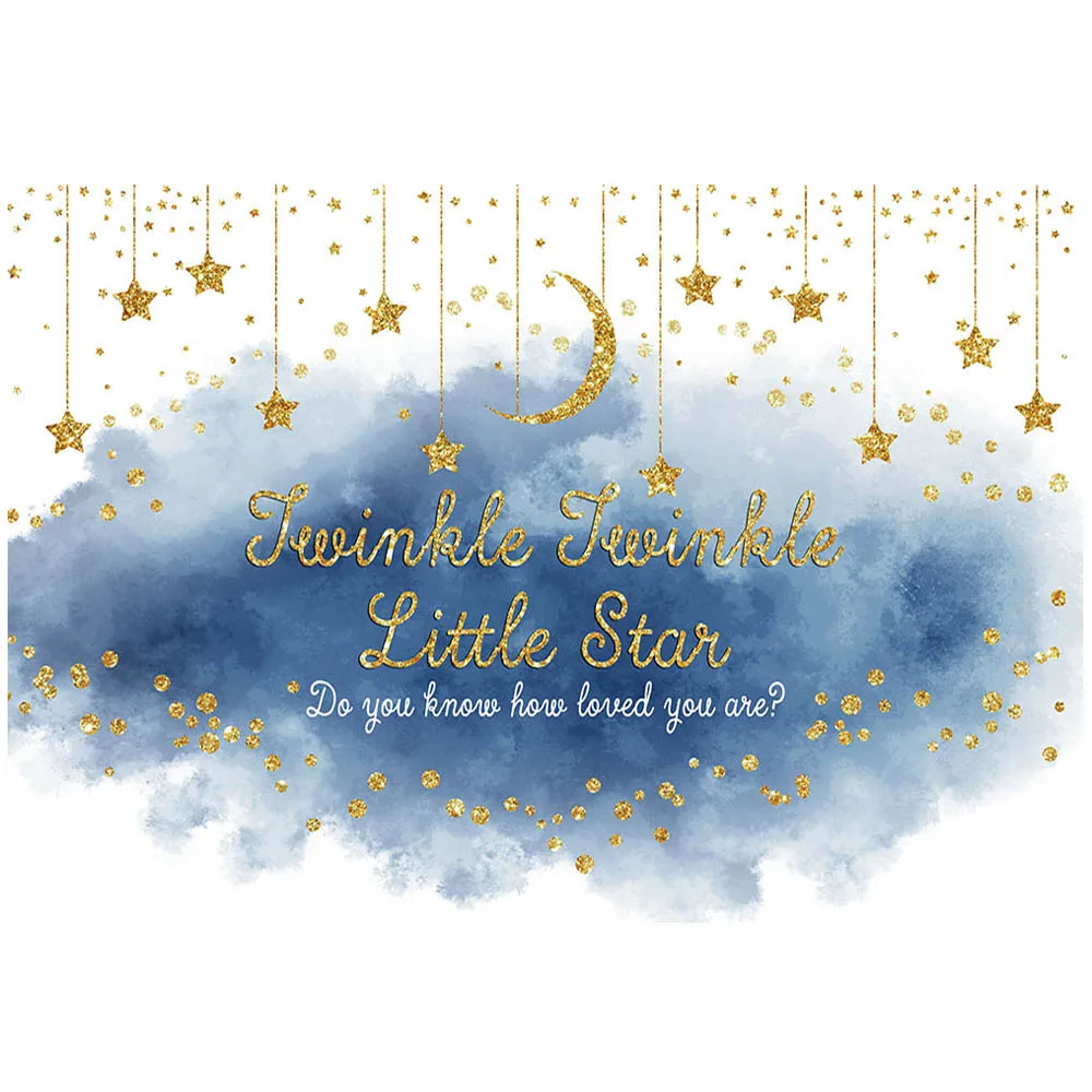 Mocsicka Baby Shower Photo Background Dark Cloud Gold Twinkle Little Star Polka Dots Photography Backdrop Studio Photocall Props