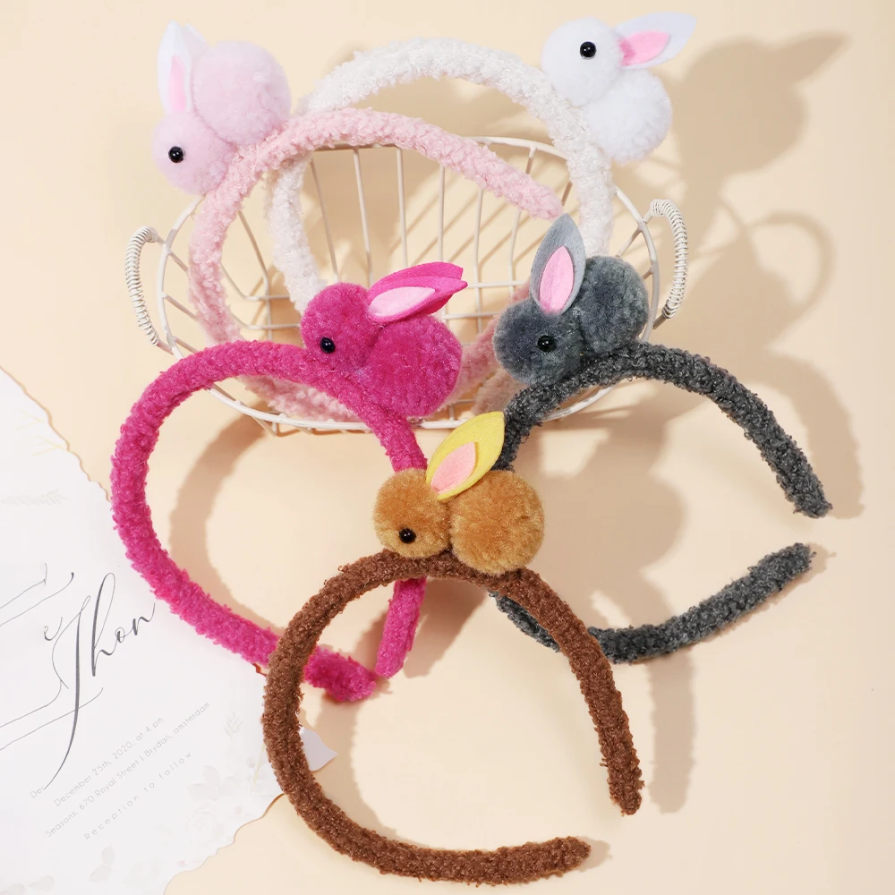 Śliczne opaski na głowę królika dla dzieci Dziewczęta Nakrycia głowy Teddy Fur Lamb Wool Opaska do włosów dla kobiet Dziewczęta Turban Wielkanocne akcesoria do włosów
