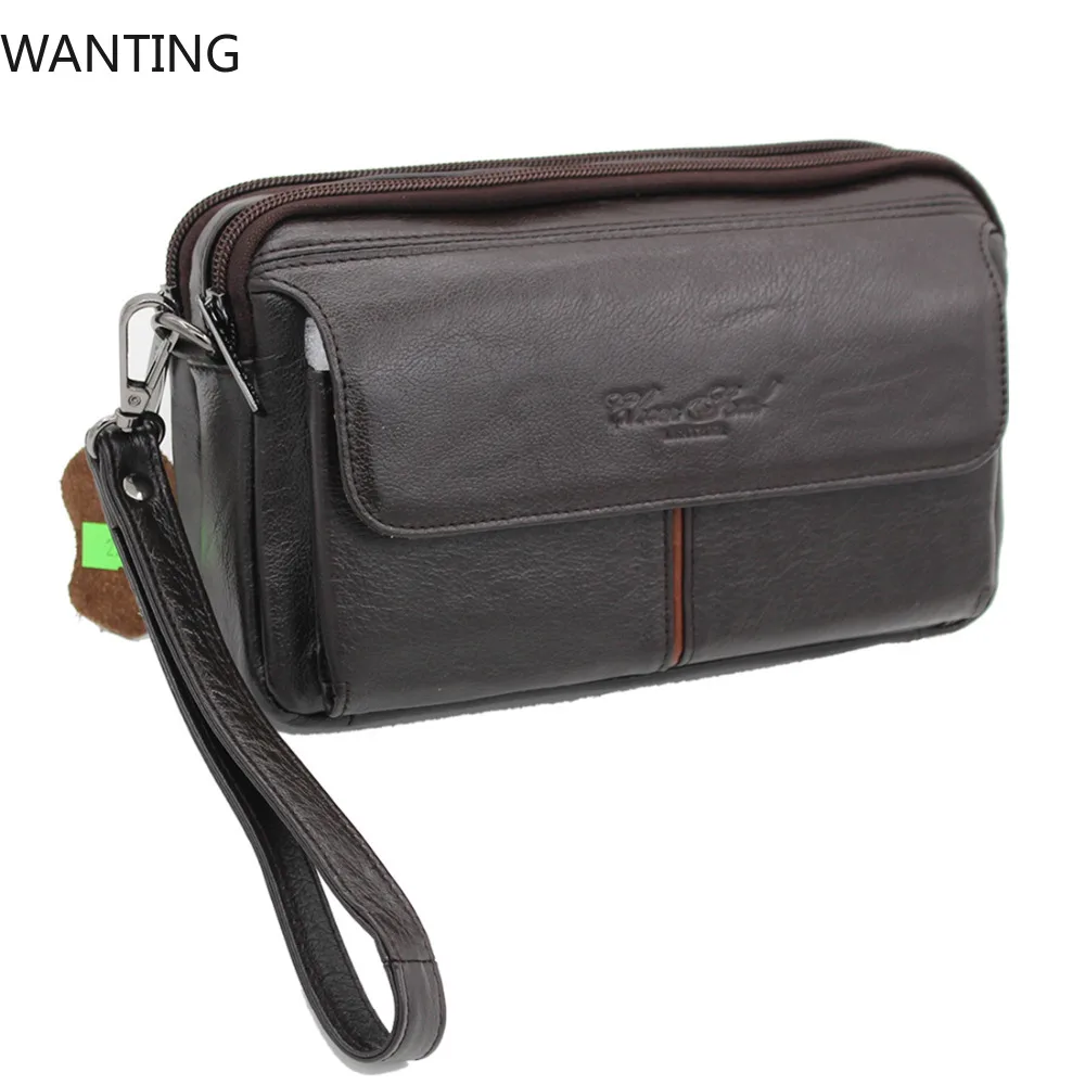 

High Quality Genuine Natural Leather Men Clutch Bag Business Purse Wallet Cell Phone Cigarette Cash Card Holder Male Handy Bags