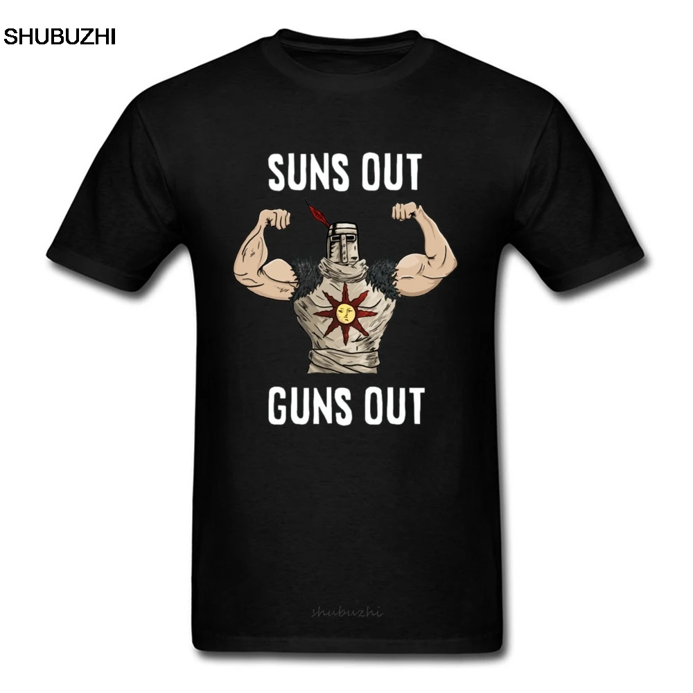 Dark Souls 3 T Shirt Men's Tshirt Suns Out Guns Out T-shirt New Black Tops Tees Praise The Sun Solaire of Astora Streetwear