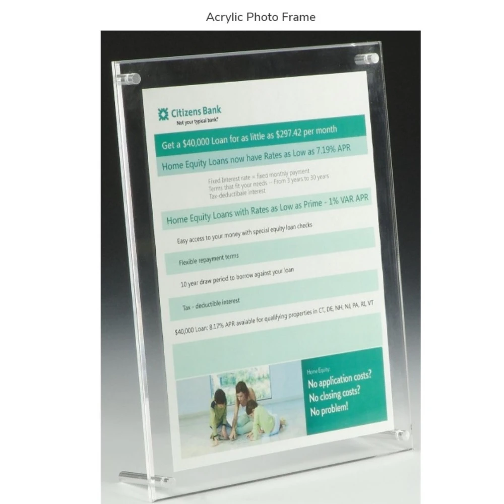 A4 Acrylic Document Frame Certificate Sleeve Double Sided Frameless Picture Frame Desktop Photo Display Holder